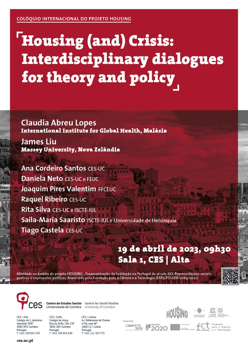 Housing (and) Crisis: Interdisciplinary dialogues for theory and policy<span id="edit_42635"><script>$(function() { $('#edit_42635').load( "/myces/user/editobj.php?tipo=evento&id=42635" ); });</script></span>