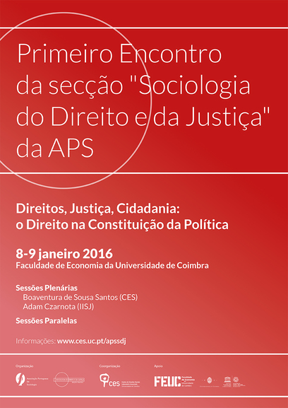 First meeting of the "Sociology of Law and Justice"  Section of Portuguese Sociological Association (APS)<span id="edit_12697"><script>$(function() { $('#edit_12697').load( "/myces/user/editobj.php?tipo=evento&id=12697" ); });</script></span>
