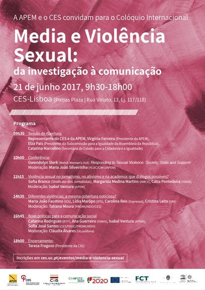 Media and Sexual violence: from research to communication<span id="edit_17243"><script>$(function() { $('#edit_17243').load( "/myces/user/editobj.php?tipo=evento&id=17243" ); });</script></span>