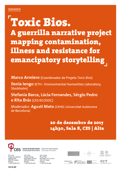<em>Toxic Bios</em>. A guerrilla narrative project mapping contamination, illness and resistance for emancipatory storytelling<span id="edit_18690"><script>$(function() { $('#edit_18690').load( "/myces/user/editobj.php?tipo=evento&id=18690" ); });</script></span>