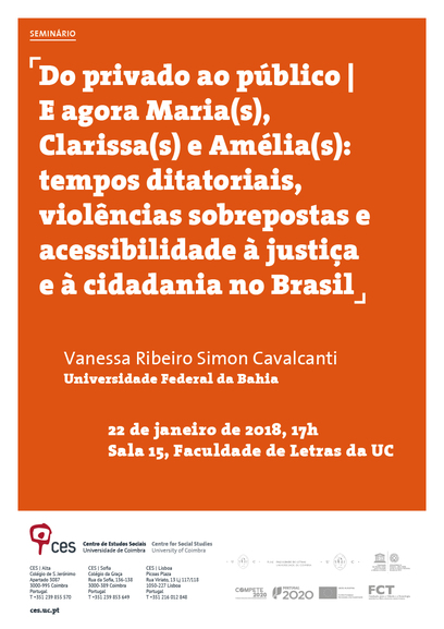 Do privado ao público | E agora Maria(s), Clarissa(s) e Amélia(s): tempos ditatoriais, violências sobrepostas e acessibilidade à justiça e à cidadania no Brasil<span id="edit_18860"><script>$(function() { $('#edit_18860').load( "/myces/user/editobj.php?tipo=evento&id=18860" ); });</script></span>