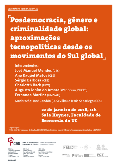 Post-democracy, gender and global crime: techno-political approaches from movements of the global South<span id="edit_18866"><script>$(function() { $('#edit_18866').load( "/myces/user/editobj.php?tipo=evento&id=18866" ); });</script></span>