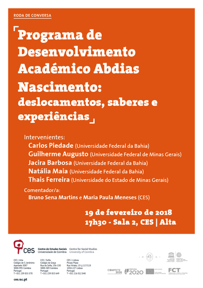 Abdias Nascimento Academic Development Programme: displacements, knowledges and experiences <span id="edit_19123"><script>$(function() { $('#edit_19123').load( "/myces/user/editobj.php?tipo=evento&id=19123" ); });</script></span>