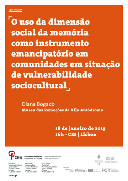 The use of the social dimension of memory as an emancipatory instrument in communities in situations of socio-cultural vulnerability<span id="edit_23146"><script>$(function() { $('#edit_23146').load( "/myces/user/editobj.php?tipo=evento&id=23146" ); });</script></span>