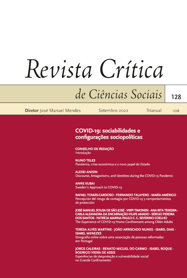 COVID-19: novas sociabilidades, configurações sociopolíticas, dilemas e respostas